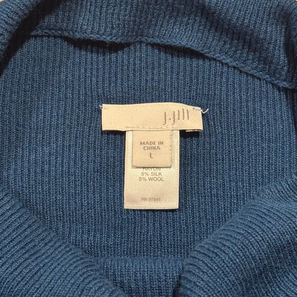 J Jill Sweater Mock Neck Minimalist Cozy Boho Athleisure Normcore Blue Large - Picture 3 of 6